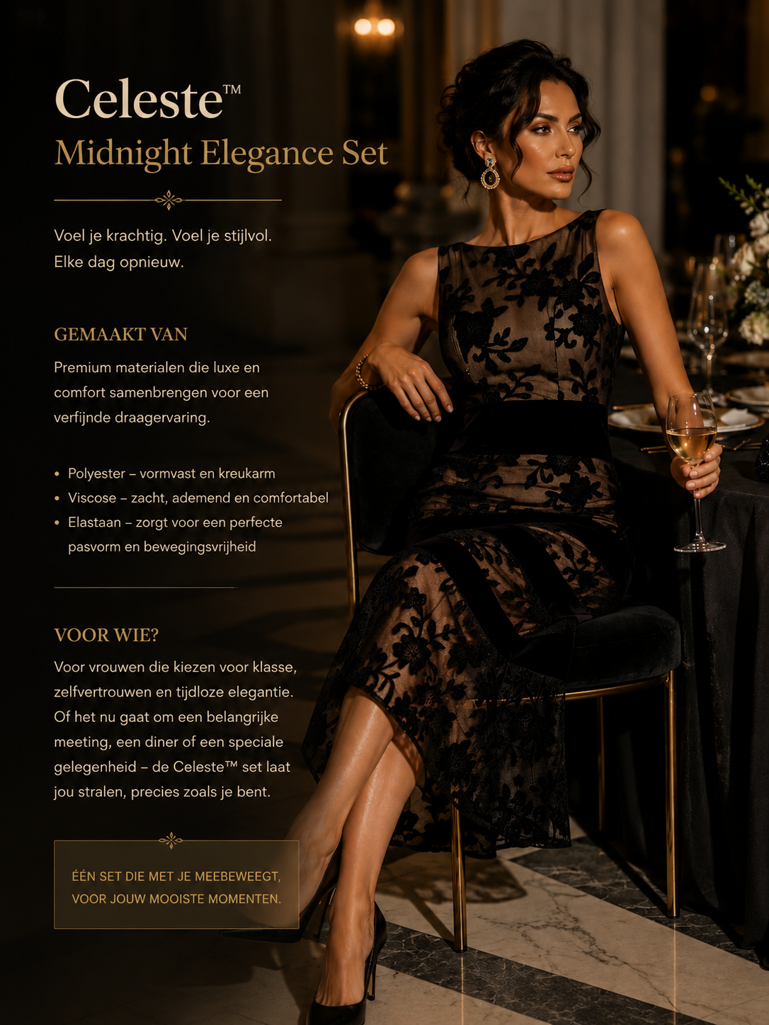 Seraphina™ Noir Elegance Midi Fluwelen Avondjurk
