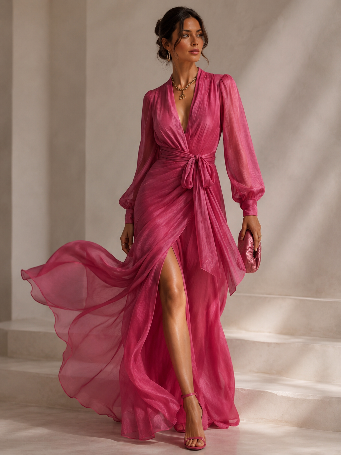 Rosalie™ Blossom Maxi Elegante Jurk met Lange Mouwen