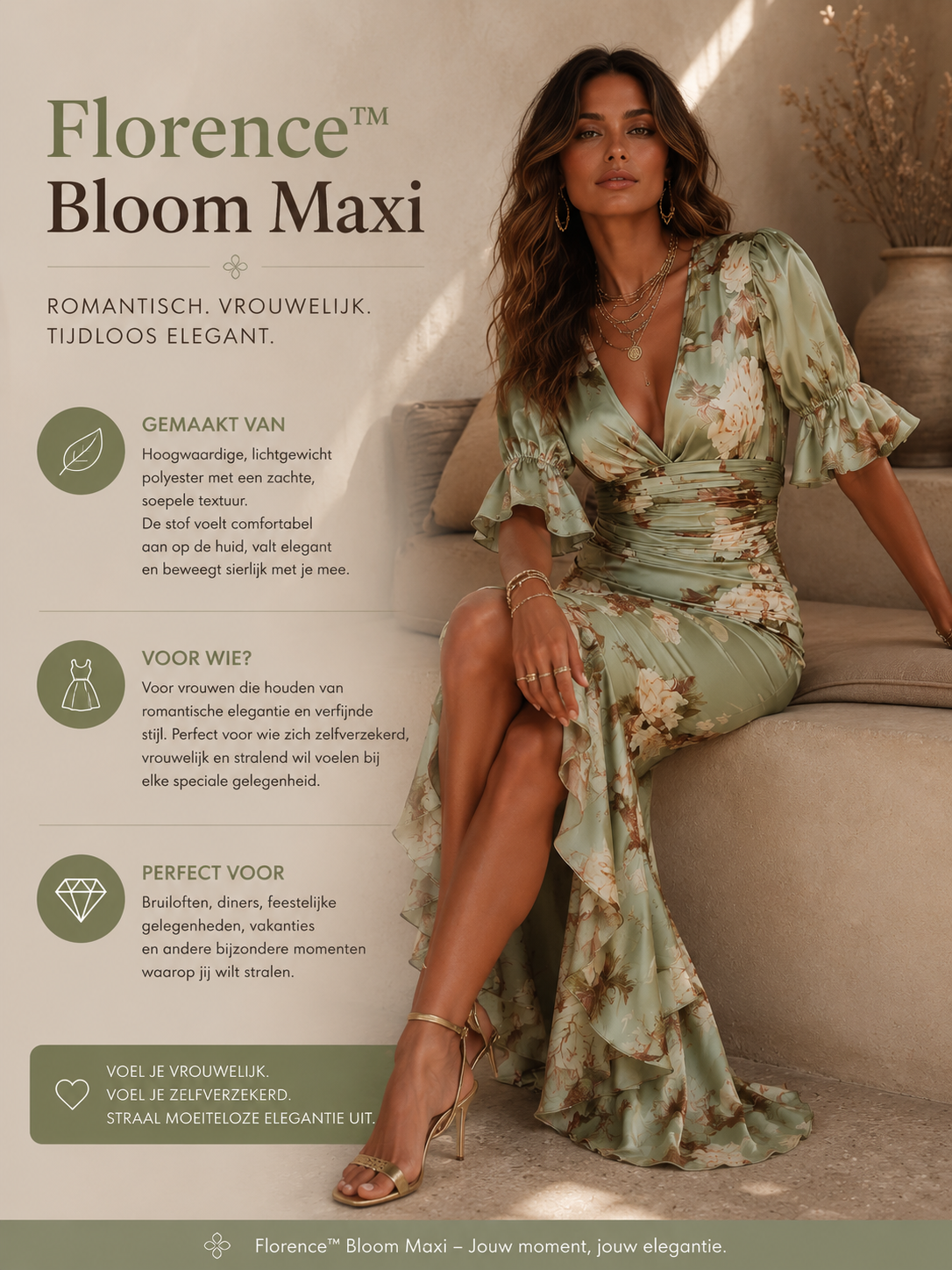 Florence™ Bloom Maxi Bloemenjurk Satijn