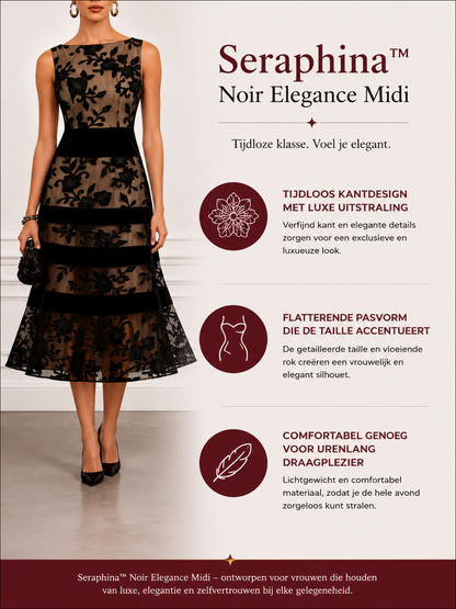 Seraphina™ Noir Elegance Midi Fluwelen Avondjurk
