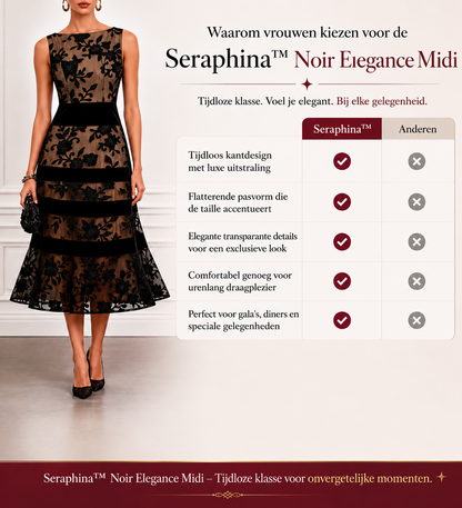 Seraphina™ Noir Elegance Midi Fluwelen Avondjurk