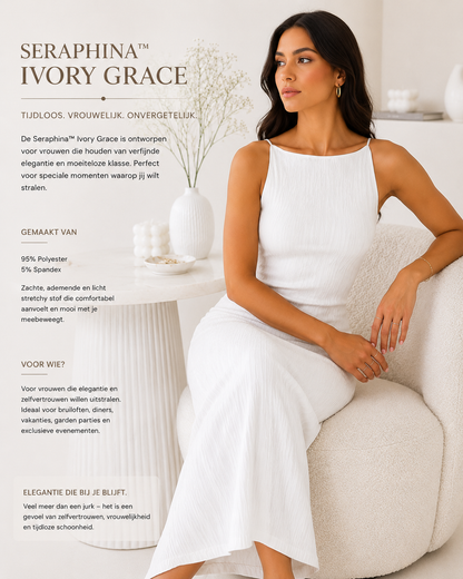 Seraphina™ Ivory Grace Elegante Textuurjurk met Parelbandjes