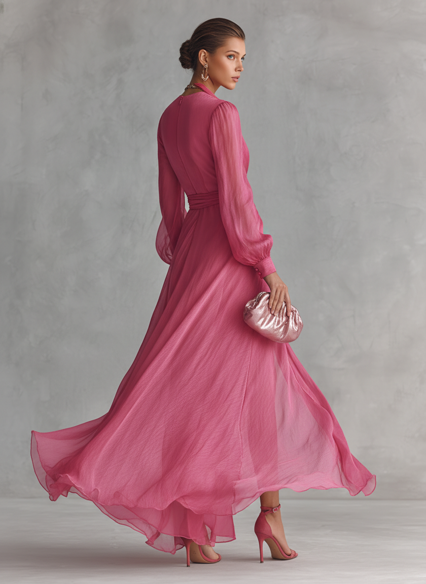 Rosalie™ Blossom Maxi Elegante Jurk met Lange Mouwen