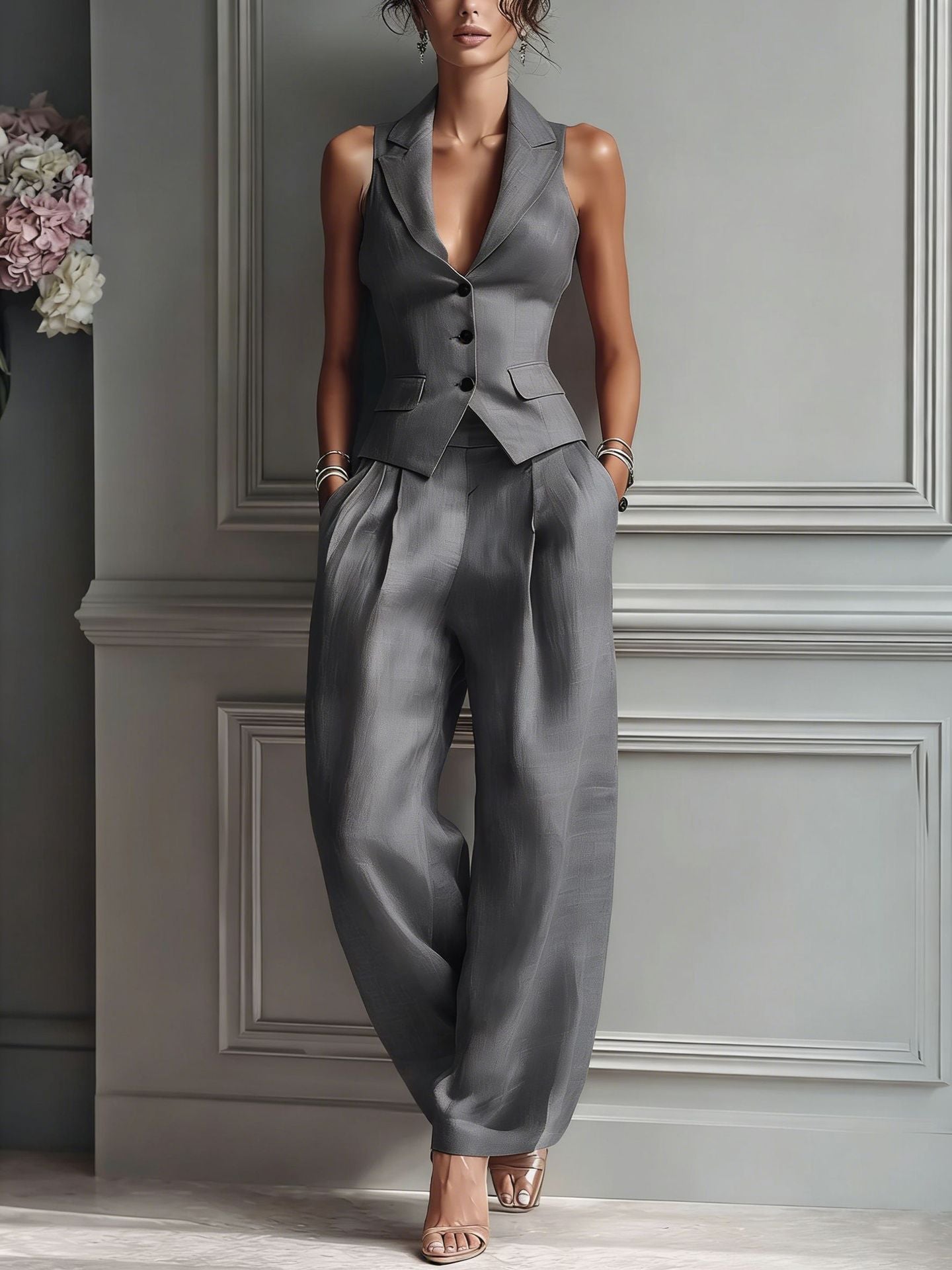 Celeste™ Elegance Set Elegante Tweedelig Mouwloos top + Broek